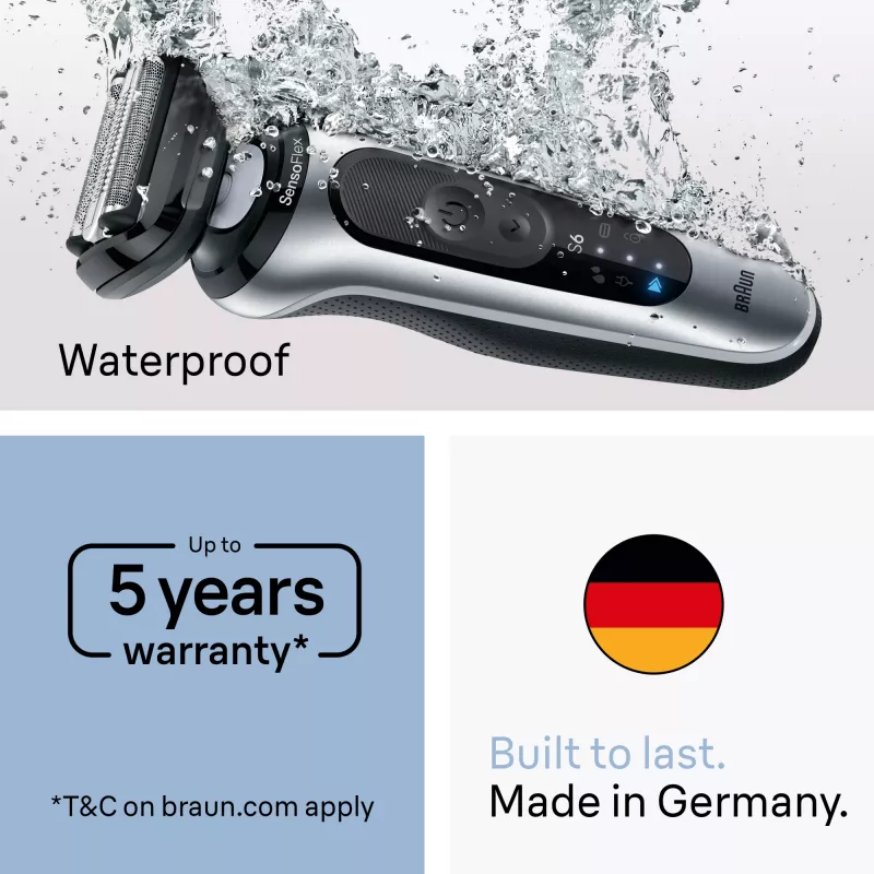 Máquina de barbear elétrica BRAUN Series 6 62-B1200S molhado e seco com aparador de barba integrado