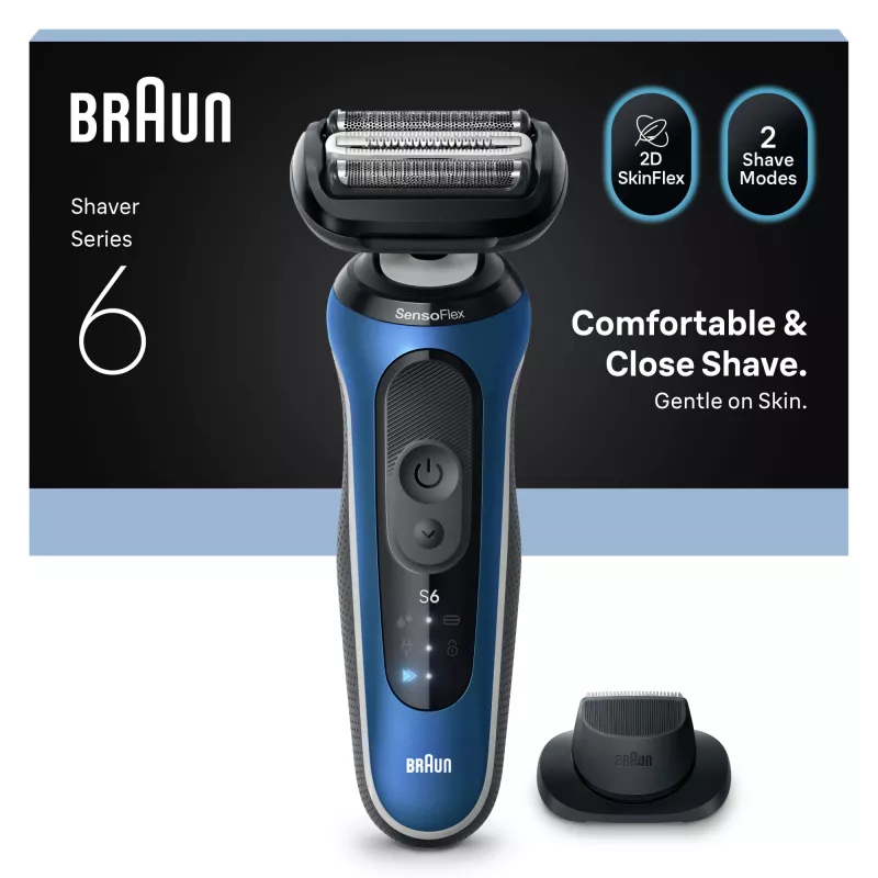 Máquina de barbear elétrica BRAUN Series 6 62-B1200S molhado e seco com aparador de barba integrado