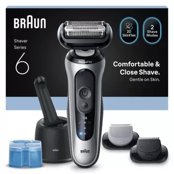 Braun Series 6 62-S7650cc prateado - máquina de barbear de folha com bateria de iões de lítio