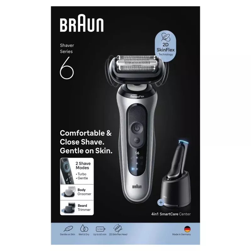 Braun Series 6 62-S7650cc prateado - máquina de barbear de folha com bateria de iões de lítio