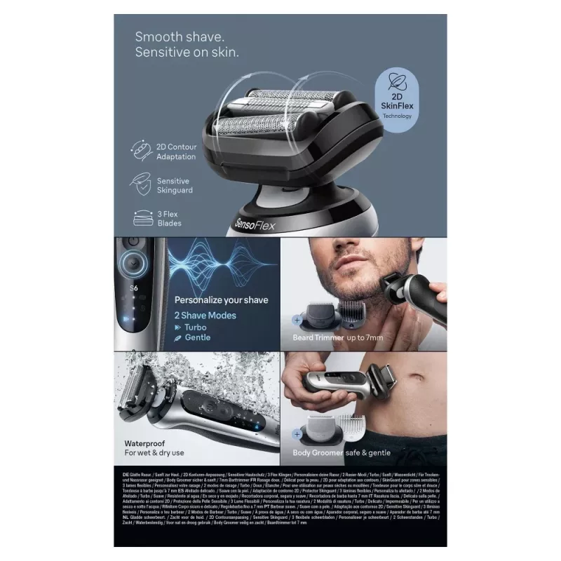 Braun Series 6 62-S7650cc prateado - máquina de barbear de folha com bateria de iões de lítio