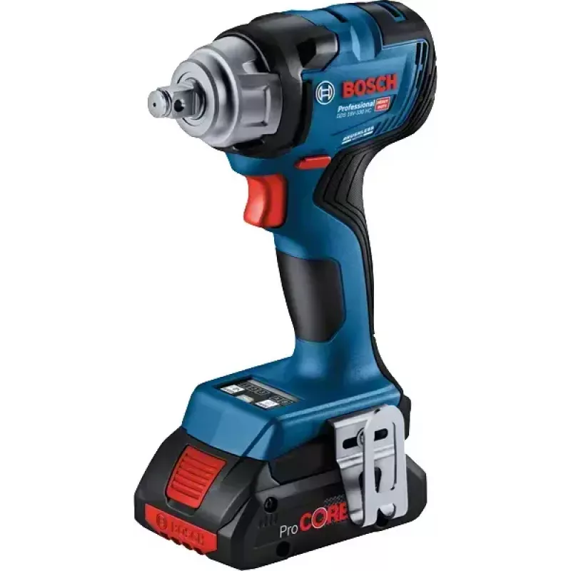 Bosch GDS 18V-330 HC Professional chave de impacto a bateria, 18 V, 1/2 polegada, 2800 rpm, 330 Nm, 2 baterias de 4,0 Ah, carregador, Bluetooth, L-BOXX, azul/preto