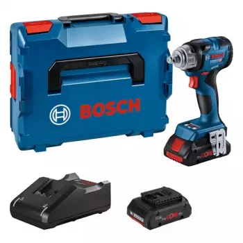 Bosch GDS 18V-330 HC Professional chave de impacto a bateria, 18 V, 1/2 polegada, 2800 rpm, 330 Nm, 2 baterias de 4,0 Ah, carregador, Bluetooth, L-BOXX, azul/preto