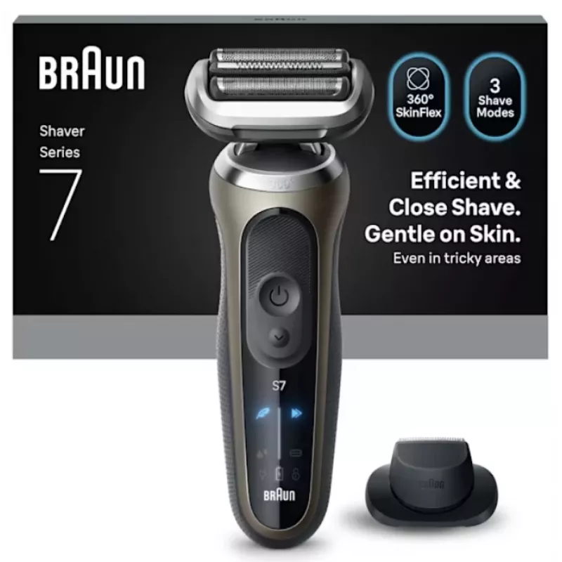 Braun Series 7 72-C1200s máquina de barbear elétrica - molhado e seco, preto/bronze, aço inoxidável