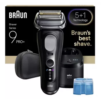 Máquina de barbear de folha Braun Series 9 Pro+ 9660CC preto prateado aço inoxidável
