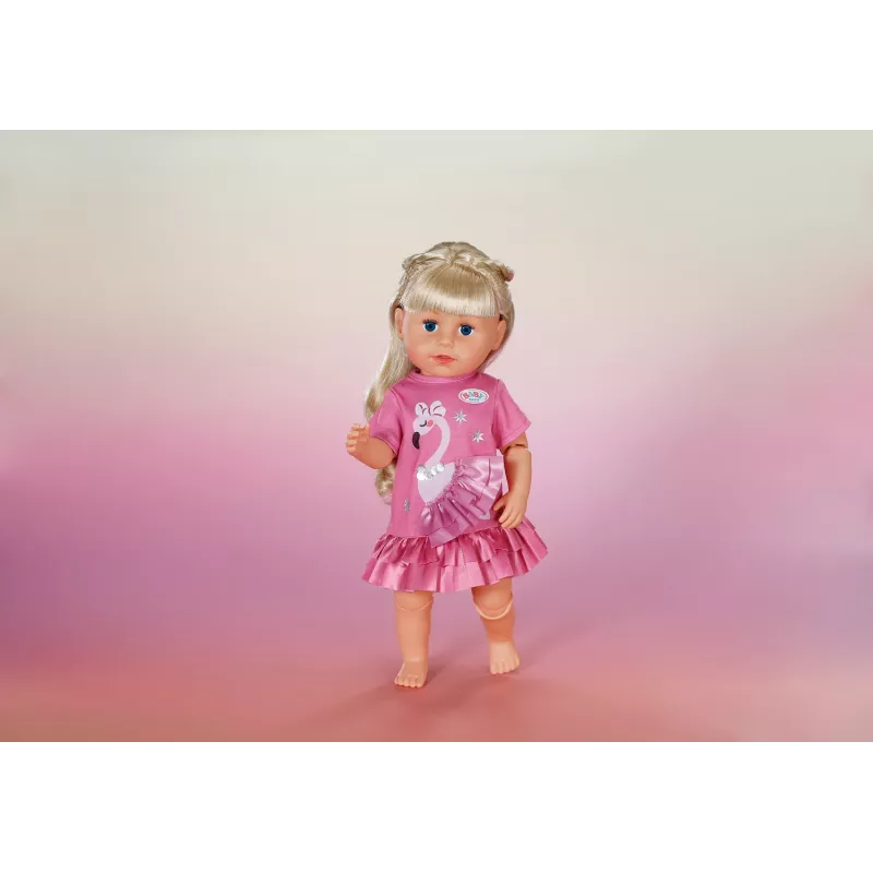 Vestido de boneca Peterkin BABY born Flamingo para bonecas de 43 cm, dobrável, idade 3+