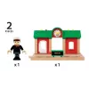 Estação de gravação e reprodução de comboio modelo da Ravensburger – BRIO, 3 peças, pilha AA, preto/verde/vermelho
