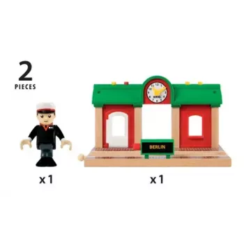 Estação de gravação e reprodução de comboio modelo da Ravensburger – BRIO, 3 peças, pilha AA, preto/verde/vermelho