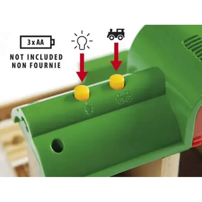 Estação de gravação e reprodução de comboio modelo da Ravensburger – BRIO, 3 peças, pilha AA, preto/verde/vermelho