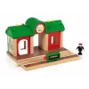 Estação de gravação e reprodução de comboio modelo da Ravensburger – BRIO, 3 peças, pilha AA, preto/verde/vermelho