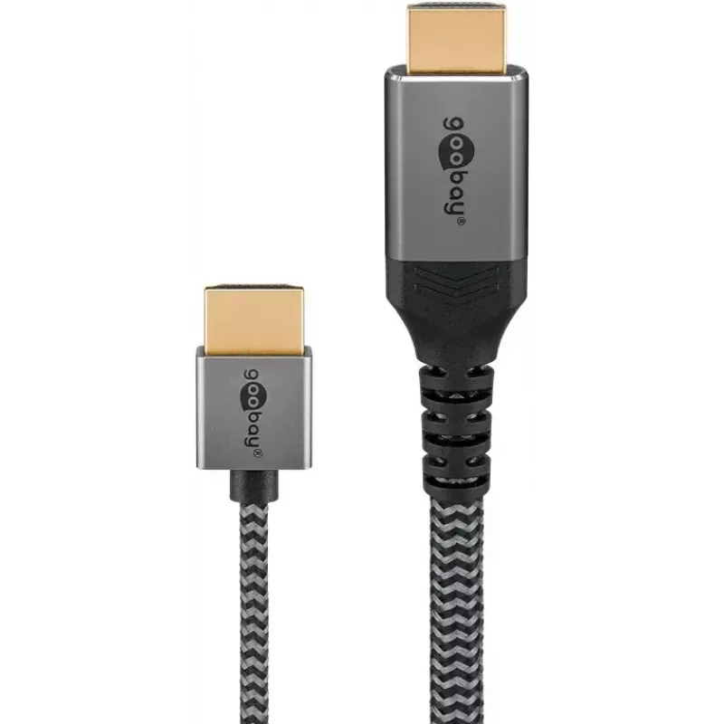 Goobay 75754 Plus Slim cabo HDMI de alta velocidade com Ethernet, 4K@60Hz, HDMI 2.0, macho-macho, 3 m, cinzento