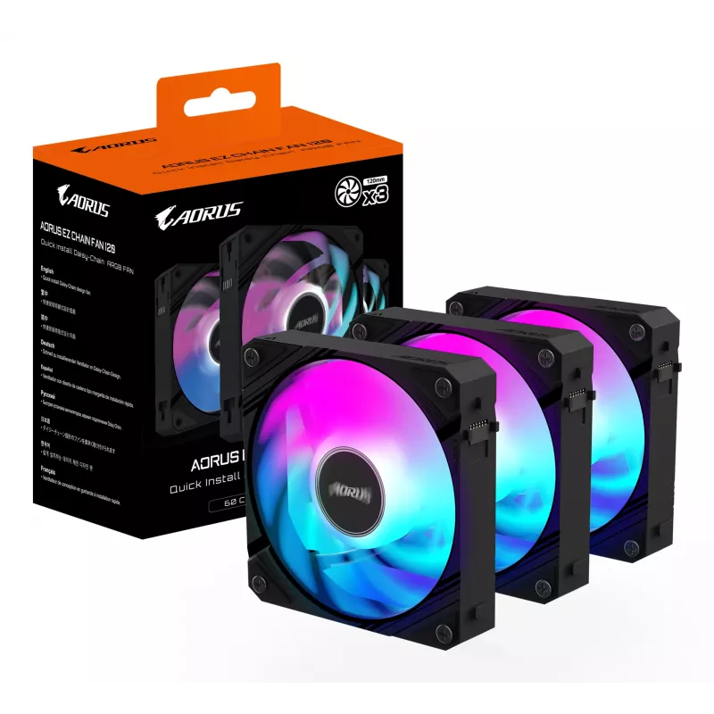 GIGABYTE AORUS EZ CHAIN FAN 120 (pack de 3) placa-mãe 12 cm preto 3 unidades