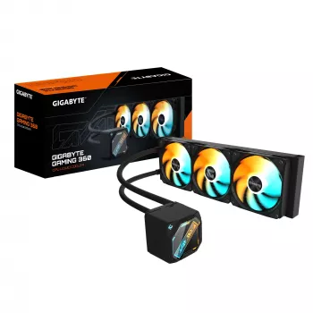 Arrefecedor de CPU líquido GIGABYTE GAMING 360 – 3 ventoinhas ARGB de 120 mm, mecanismo de bloqueio deslizante, DAISY-CHAIN, compatível com Intel LGA 1851 e AMD AM5