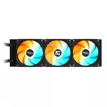 Arrefecedor de CPU líquido GIGABYTE GAMING 360 – 3 ventoinhas ARGB de 120 mm, mecanismo de bloqueio deslizante, DAISY-CHAIN, compatível com Intel LGA 1851 e AMD AM5