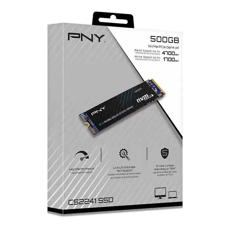 PNY CS2150 2TB Gen5 PCIe NVMe M.2 2280 3D NAND SSD – até 10.300/8.600 MBs