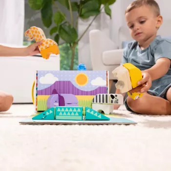 Conjunto de construção Spin Master Melissa & Doug Blockables Safari – figuras e blocos empilháveis