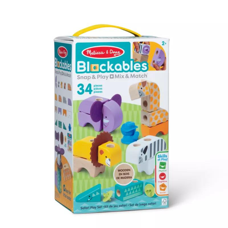 Conjunto de construção Spin Master Melissa & Doug Blockables Safari – figuras e blocos empilháveis