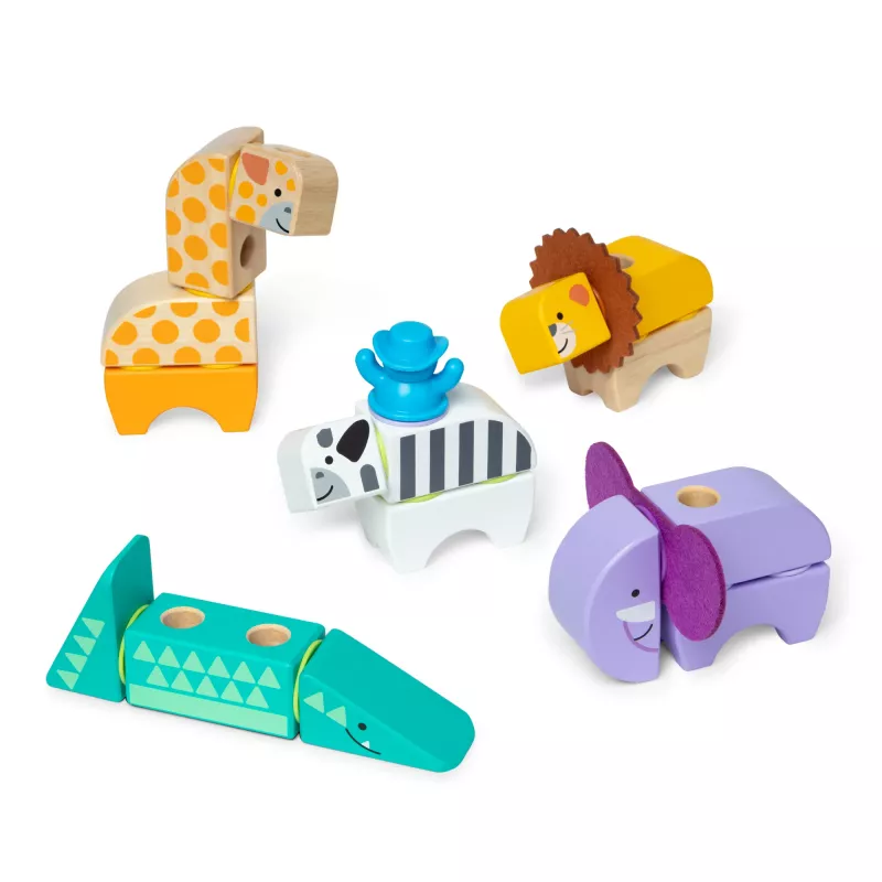 Conjunto de construção Spin Master Melissa & Doug Blockables Safari – figuras e blocos empilháveis