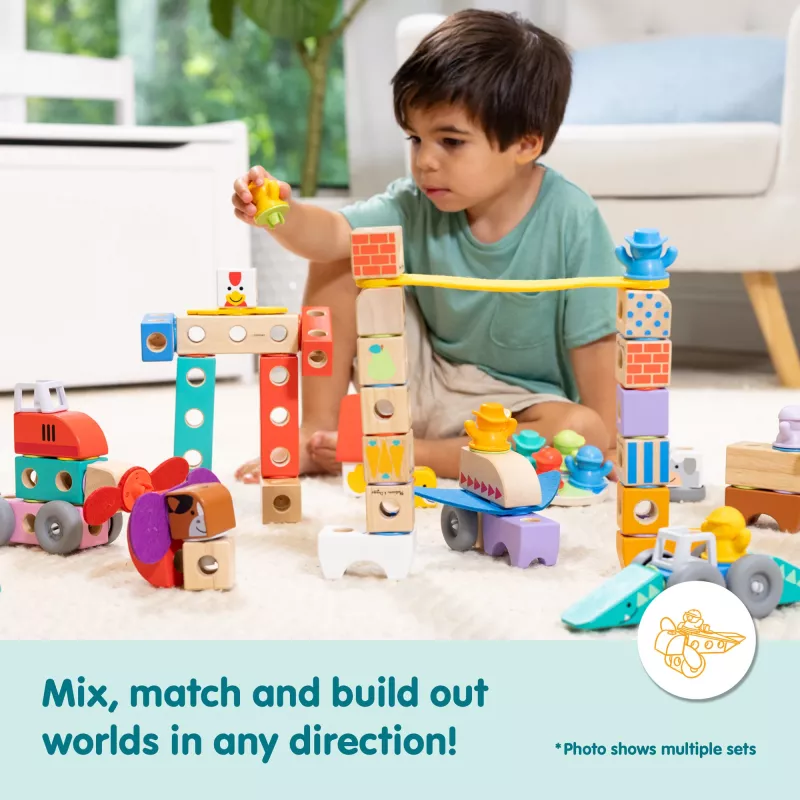 Conjunto de construção Spin Master Melissa & Doug Blockables Safari – figuras e blocos empilháveis