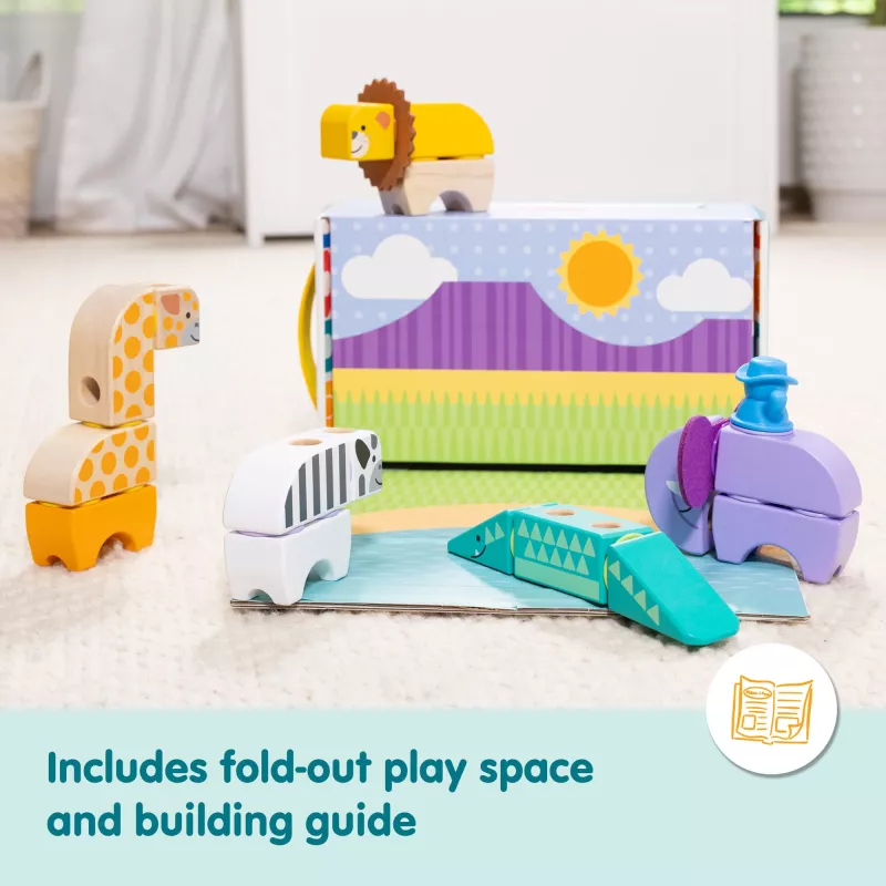 Conjunto de construção Spin Master Melissa & Doug Blockables Safari – figuras e blocos empilháveis