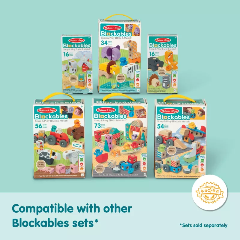 Conjunto de construção Spin Master Melissa & Doug Blockables Safari – figuras e blocos empilháveis