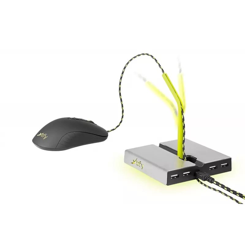 Xtrfy B1 Mouse Bungee LED suporte para rato com hub USB 2.0 de 4 portas
