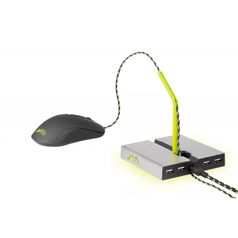 Xtrfy B1 Mouse Bungee LED suporte para rato com hub USB 2.0 de 4 portas