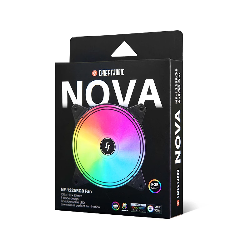Sistema de arrefecimento para computador Chieftec NF-1225RGB ventoinha para caixa de computador 12 cm preto 1 unid.