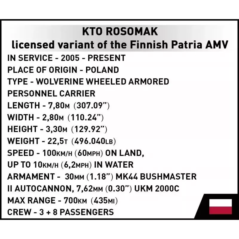 Kit de construção Cobi Armed Forces KTO Rosomak 2-in-1 (COBI-2629)