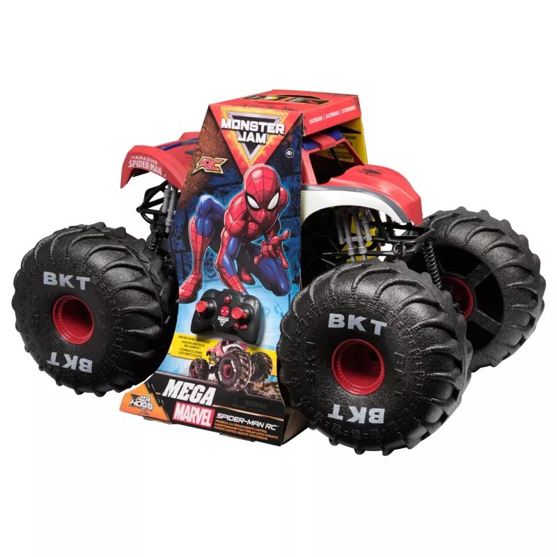 Monster Jam Marvel Mega Spider-Man monstro truck RC, todo-o-terreno, mais de 60 cm de comprimento, escala 1:6, brinquedo de super-herói para rapazes e raparigas a partir de 4 anos