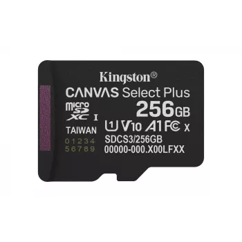 Kingston Technology 256GB micSDXC Canvas Select Plus Gen3 150R A1 embalagem individual sem ADP