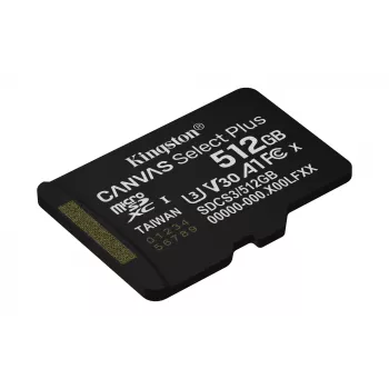 Kingston Technology 512GB micSDXC Canvas Select Plus Gen3 150R A1 embalagem individual sem ADP
