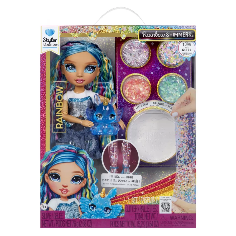 Rainbow High Rainbow Shimmers boneca de moda com slime - Skyler (azul)