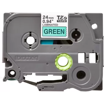 Fita de etiquetagem laminada Brother TZe-751 24 mm – preto sobre verde, 8 m, cassete cinzenta