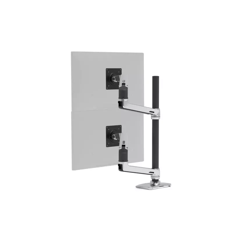 Ergotron Série LX braço de empilhamento duplo, coluna alta 101,6 cm, alumínio, grampo, 20 kg