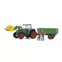 Trator com atrelado Schleich FARM WORLD 42608 preto verde vermelho amarelo
