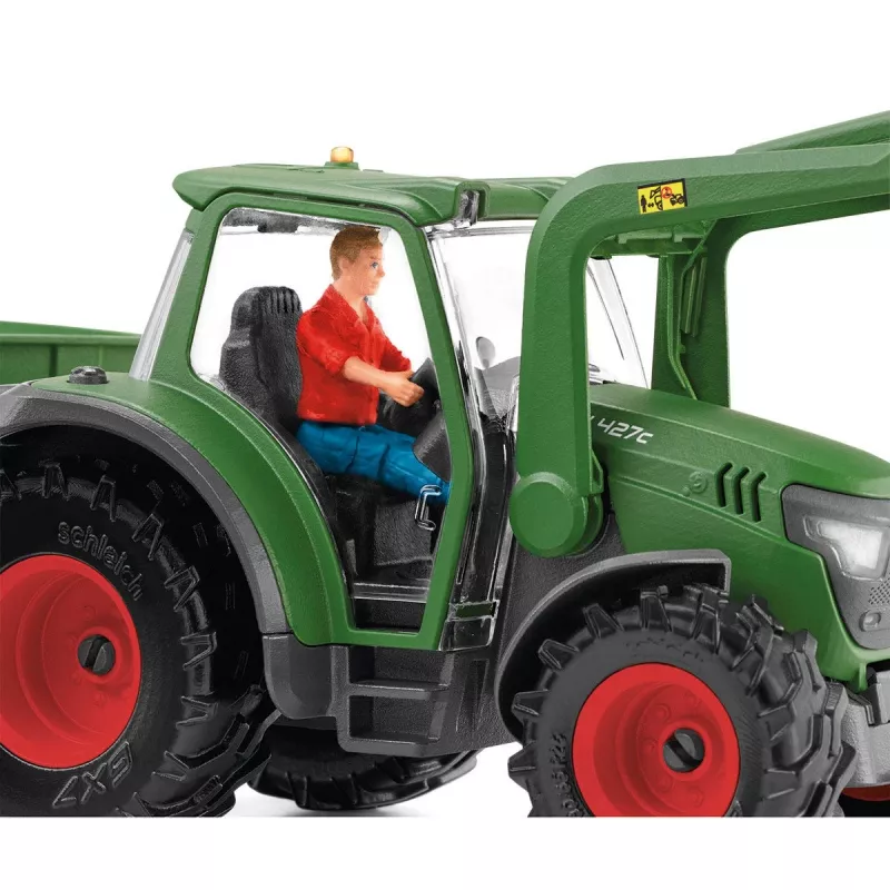 Trator com atrelado Schleich FARM WORLD 42608 preto verde vermelho amarelo