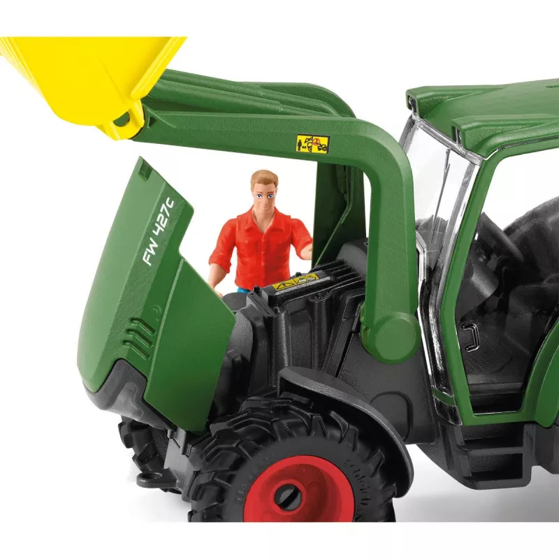 Trator com atrelado Schleich FARM WORLD 42608 preto verde vermelho amarelo