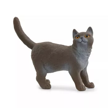 Figura Schleich Gato Britânico de Pelo Curto Modelo 13973, castanho-cinzento, para crianças a partir de 3 anos