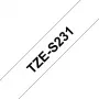 Fita de etiquetar Brother TZe-S231 12mm preto sobre branco
