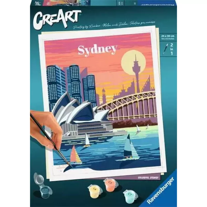 Kit de pintura por números Ravensburger CreArt Colorful Sydney — conjunto de pintura por números (modelo 23526)