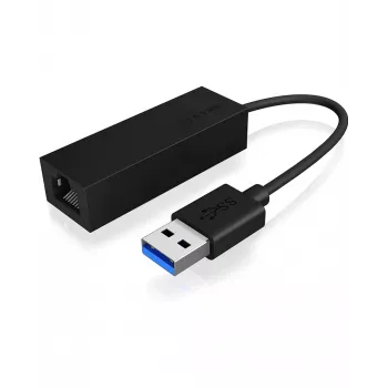 ICY BOX USB 3.0 Type-A para porta Ethernet RJ-45, com fios, USB, Ethernet, 1000 Mbit/s, preto