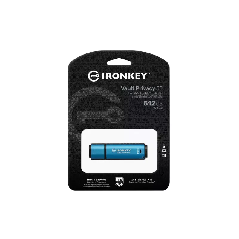 Pen drive Kingston Technology 512 GB IronKey Vault Privacy 50 AES-256