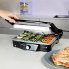 Grelhador de contacto CECOTEC Rock'nGrill 2000 — 2000 W, retangular, preto/aço inoxidável, termostato ajustável, 340×330×130 mm