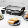 Grelhador de contacto CECOTEC Rock'nGrill 2000 — 2000 W, retangular, preto/aço inoxidável, termostato ajustável, 340×330×130 mm