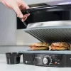 Grelhador de contacto CECOTEC Rock'nGrill 2000 — 2000 W, retangular, preto/aço inoxidável, termostato ajustável, 340×330×130 mm