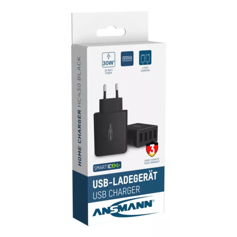 Carregador USB de parede ANSMANN 4 portas