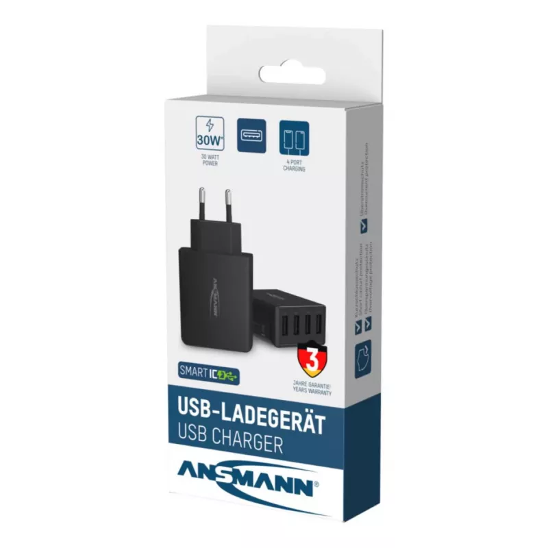 Carregador USB de parede ANSMANN 4 portas