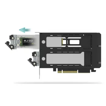 Placa de interface Icy Dock ExpressSlot Elite MB842MP-B — adaptador PCIe hot-swap para baías de 2,5 polegadas, preto/prateado