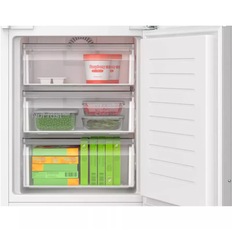 Combinado de encastrar frigorífico-congelador Bosch Serie 4 KIN96VFD0 — 290 l no total (215 l de frigorífico / 75 l de congelador), NoFrost, congelador em baixo, abertura da porta reversível